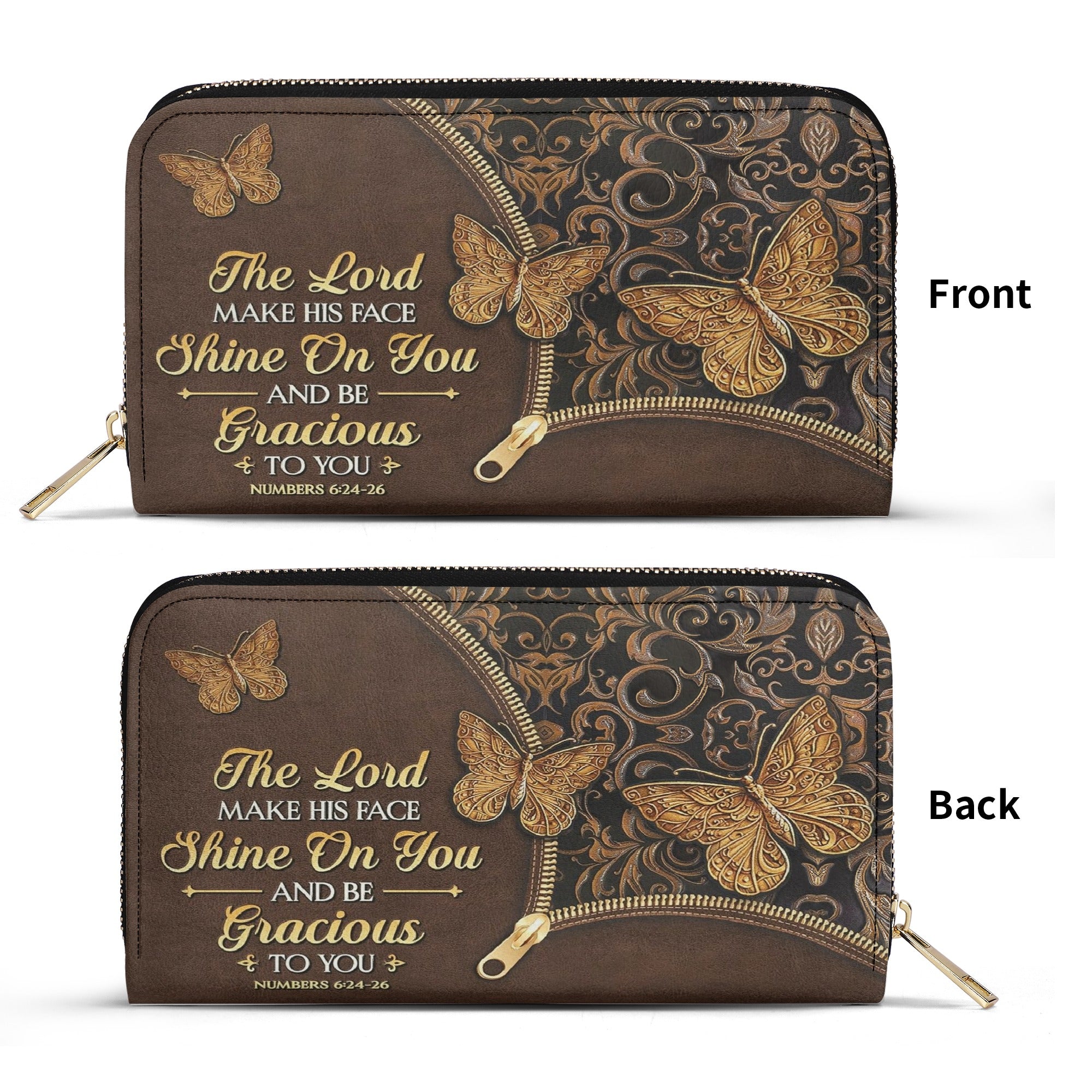 The Lord Make His Face Shine On You Numbers 6 24 26 Butterfly Leather Bag. BLAF03